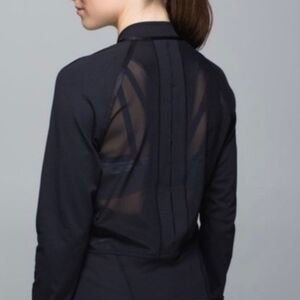 Lululemon Black Zip Jacket Mesh Back Yoga Running Athletic Size 10